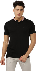 RARE RABBIT Solid Men Polo Neck Black T 