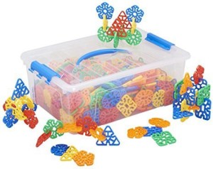 Educational Sensory Learning Toys for Children 180-Piece Set ECR4Kids Stack and Slide Squares Math Manipulatives Building Kit 