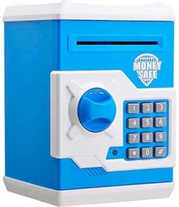 fuqimama Password Piggy Bank Password Safe Deposit Box Combination Lock Money Coin Saving Storage Box Code Cash Safe Case Blue