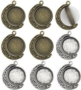 Round Alloy Bronze Tone Glass Cabochon Frame Bezel Settings DIY Making Accessory