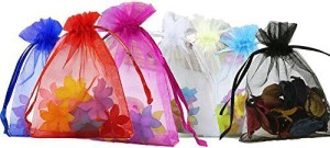 BIGFEIJI 100PCS Organza Bags 4x6 Inches Drawstring Mesh Gift Bags Mesh Bags for Jewelry Pouches Favor Bag for Valentines Wedding Party Christmas Moon Star Mixed Color 