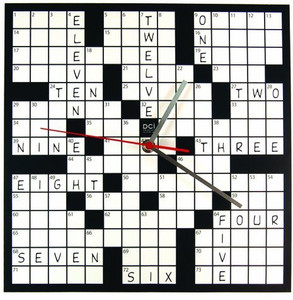 Genrc Dci Powder Coated Metal Crossword Puzzle Clock 11 1/2 quot Square
