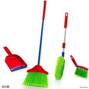Cleaning Supplies Toy for Boy and Girl with Kids Broom and Dustpan Set Cleaning Tools KLT Kids Cleaning Set for Toddlers Pretend Play Detachable Housekeeping Tools with a Elephant Doll 