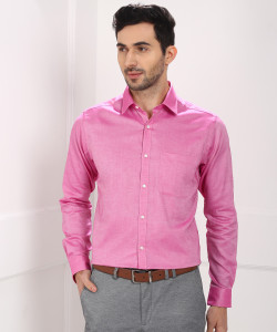 Raymond Men Solid Formal Pink Shirt 