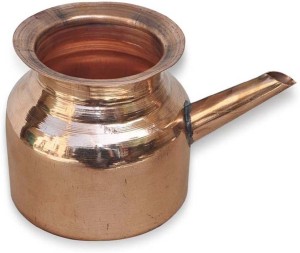 Neti Pot Lota Ramjhara Kalash Pure Copper Prayer Hindu Pooja Navratri Items FS 