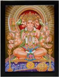 Art collection Panchmukhi Hanuman Photo With Frame Lord Hanuman bajrangbali  Framed Painting Photo Frame For Wall Panchmukhi Hanuman for Door Hanging  Ink  inch x  inch Painting Price in India -
