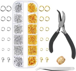 1Set DIY Jewelry Findings Set Jewelry Beading Making and Repair Tools Kit  Pliers Silver Beads Wire Starter Tool