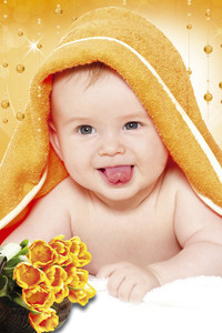 Textured Cute Baby Poster for Pregnant Women & Expecting Mothers Smiling Baby Posters New Born Baby poster with Water Splash Proof Paper Print  (18 inch X 12 inch) main image 0
