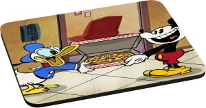 mickey mouse eating pizza