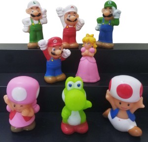 10 pcs set Super Mario Bros Peach Toad Luigi Yoshi Action Figure Cake Topper Toy 
