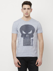 Men Round Neck Light Blue T-Shirt 