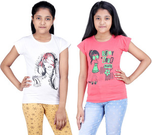 Flipkart Online Shopping Mall Girls Printed Cotton Blend T