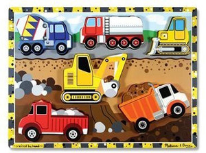Melissa & Doug Construction Vehicles 4-in-1 Wooden Jigsaw Puzzles