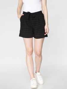 ONLY Checkered Women Black High Waist Shorts - Buy ONLY Checkered Women  Black High Waist Shorts Online at Best Prices in India 