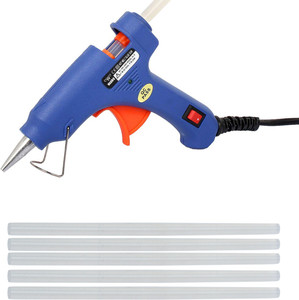 W Wadro BLUE MINI 20W 20 WATT ON OFF SWITCH INDICATOR HOT MELT GUN WITH FREE 5 GLUE STICKS