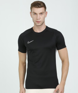NIKE Solid Men Round Neck Black T-Shirt 