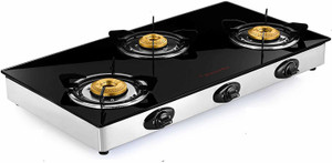 3 burner gas stove with glass top & automatic ignition