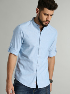 Roadster Men Solid Casual Blue Shirt 
