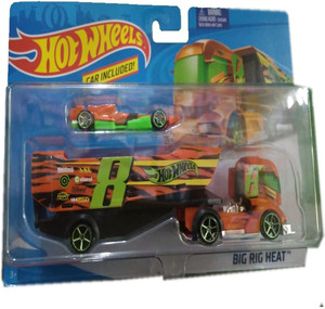 Hot Wheels Big Rig Heat With Car Transporter Collectible Model Big Rig Heat With Car
