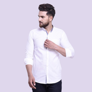 FASHLOOK Men Solid Casual White Shirt 