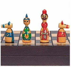 16.5" Russian "Babushka" Blue and Red International Wooden Wood Chess Game Set 