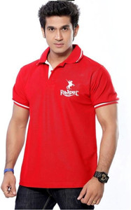 Rajputana Embroidered Men Polo Neck Red 