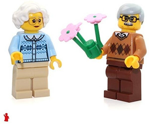 LEGO City Minifigure Grandma Grandpa Couple Combo W Flowers 60134
