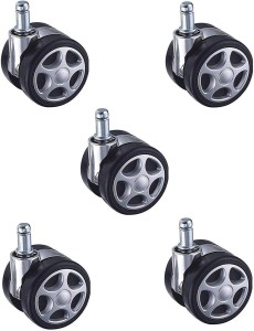 Hirate Office Chair Caster 3 Durable Computer Desk Chair Casters Replacement Set of 5 Heavy Duty Protection for All Floors Universal Stem 7/16 inch 