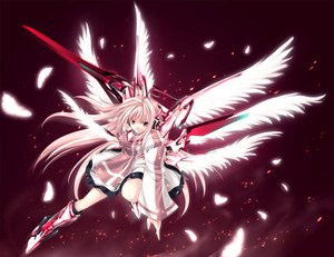 Athah Anime Angel White Hair Sword Wings 13*19 inches Wall Poster
