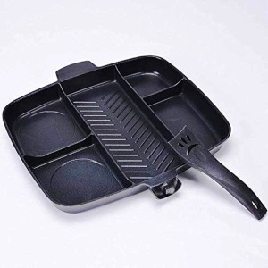 Master Pan Non-Stick Divided Grill/Fry/Oven Meal Skillet Black 15 