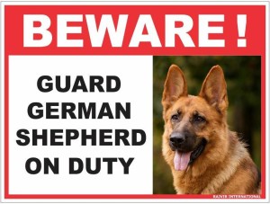 Beware Dog on Patrol 160 x 105mm Plastic Sign / Sticker House Garden Pet