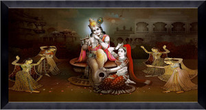 CATALOGWALA Radha Krishna Painting Gopiya Dancing Painting With Frame ...
