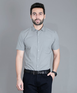 5TH ANFOLD Men Solid Formal Grey Shirt 