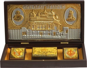 Gold Plated Sikh Satnam Shri Wahe Guruji Photo Frame for Gift Home Decor 