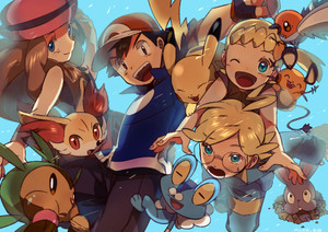 Athah Anime Pokémon Ash Pikachu Fletchling Serena Fennekin Chespin