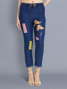 Jogger Fit Women Dark Blue Jeans Price 