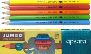 Apsara Jumbo Pencils For Clear & Dark Writing Pencils Multicolour Pack Of 5Pcs 