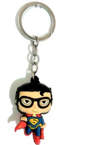 New 3 D superman Soft Rubber Keyring Keychain Double Sides