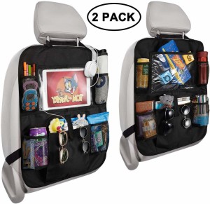 1 Free Tissue Boxes,Waterproof,Multi-Pocket Travel Storage Bag,AK-084 AUTOARK 2 Pack Car Kick Mat Protector 4 Pockets Seat Back Organizer 