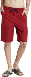 FBB Solid Men Red Regular Shorts 