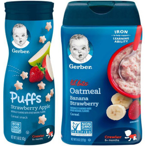 GERBER Puffs Snack Strawberry Apple Baby Cereal Banana Strawberry