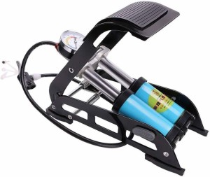 Portable Floor Bike Pump with Accurate Pressure Gauge Dual-Cylinder Foot Pump 