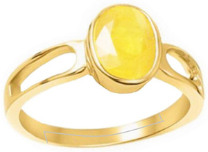 7.50 Carat Natural Yellow Sapphire Ring - Unheated, Gold Plated, AAA++ Quality, Unisex Adjustable