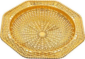 Functional and Modern Weaved Design Bread Basket with Elegant Gold Finish 5pk Impressive Creations Reusable Decorative Serving Basket Plastic Fruit Basket 