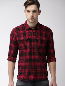 LEVI'S Men Checkered Casual Red Shirt 