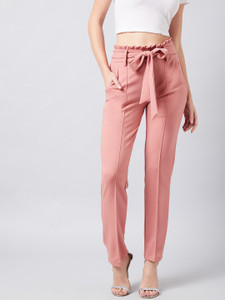 Athena Slim Fit Women Pink Trousers 