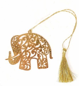Art & Craft Shape Metal Bookmark with Tassel Page Holder Golden Elephant 