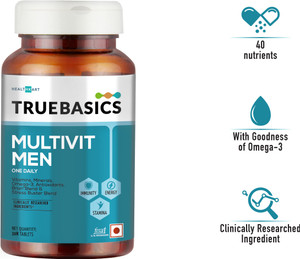 TRUEBASICS Multivit Men One Daily, Multivitamins, Multiminerals, Omega ...