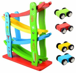 Zig Zag Car Slide-with 4 Wooden Cars