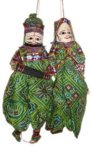 KKSM Handcrafted Rajasthani Wood Folk Puppets aka Kathputli aka Rajasthani Dolls 